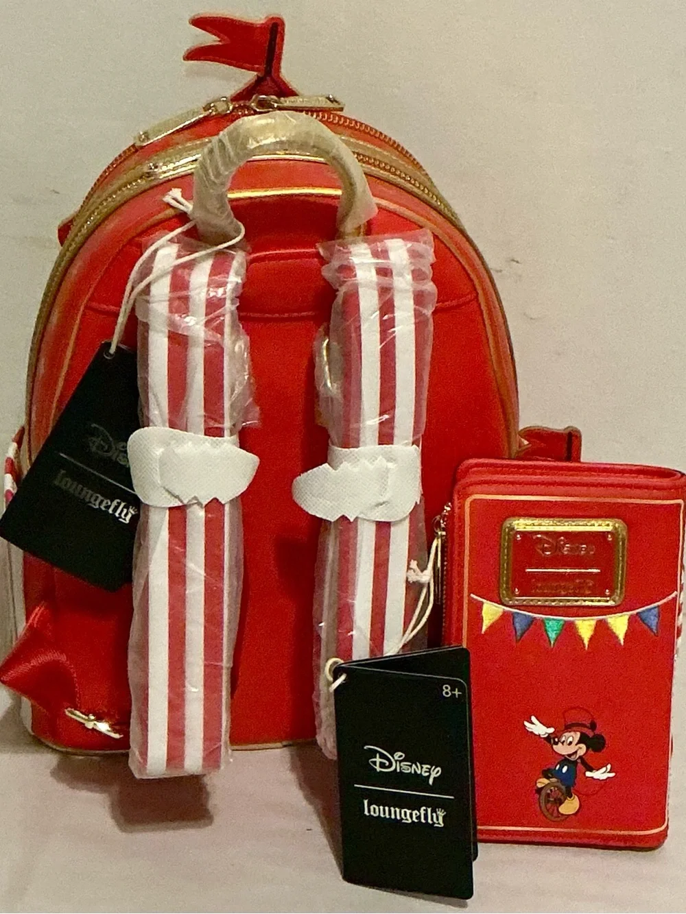 Disney Loungefly Mickey & Friends Circus Backpack & Wallet Bundle-2pc Set